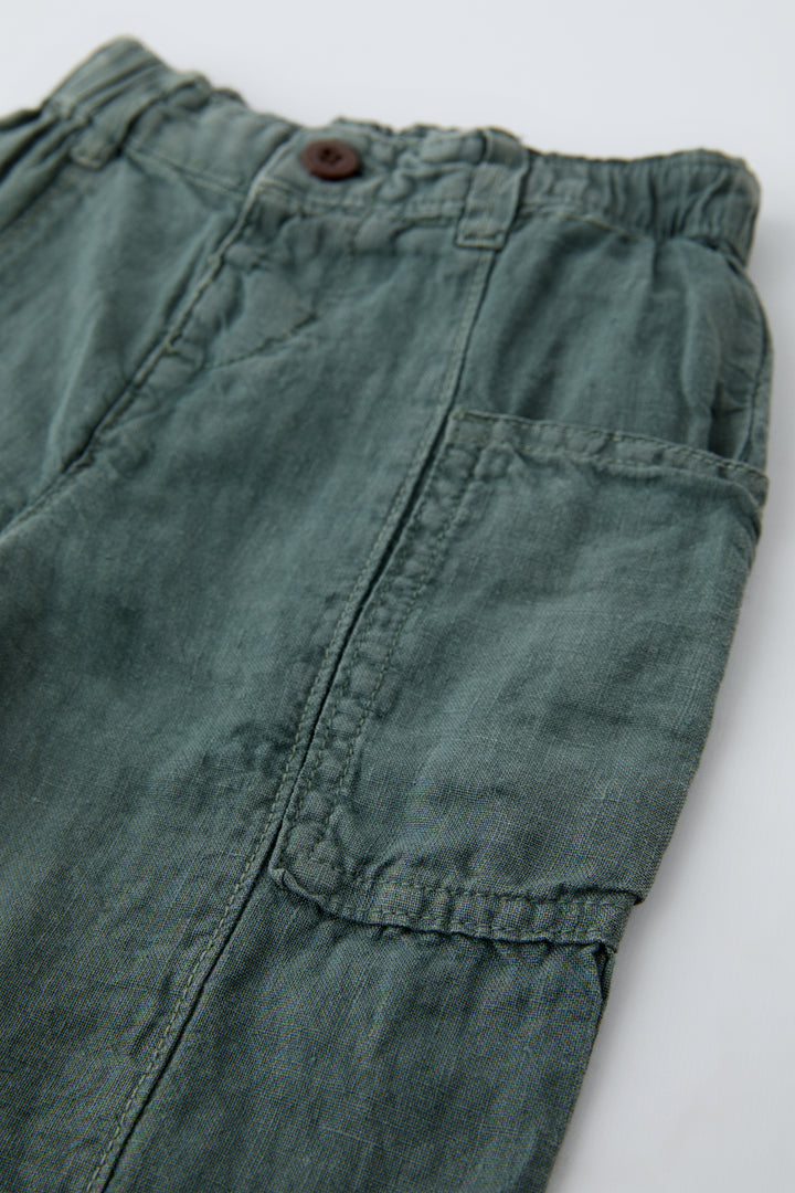 Pantalon 100% Lin Lavé à Poches Enfant