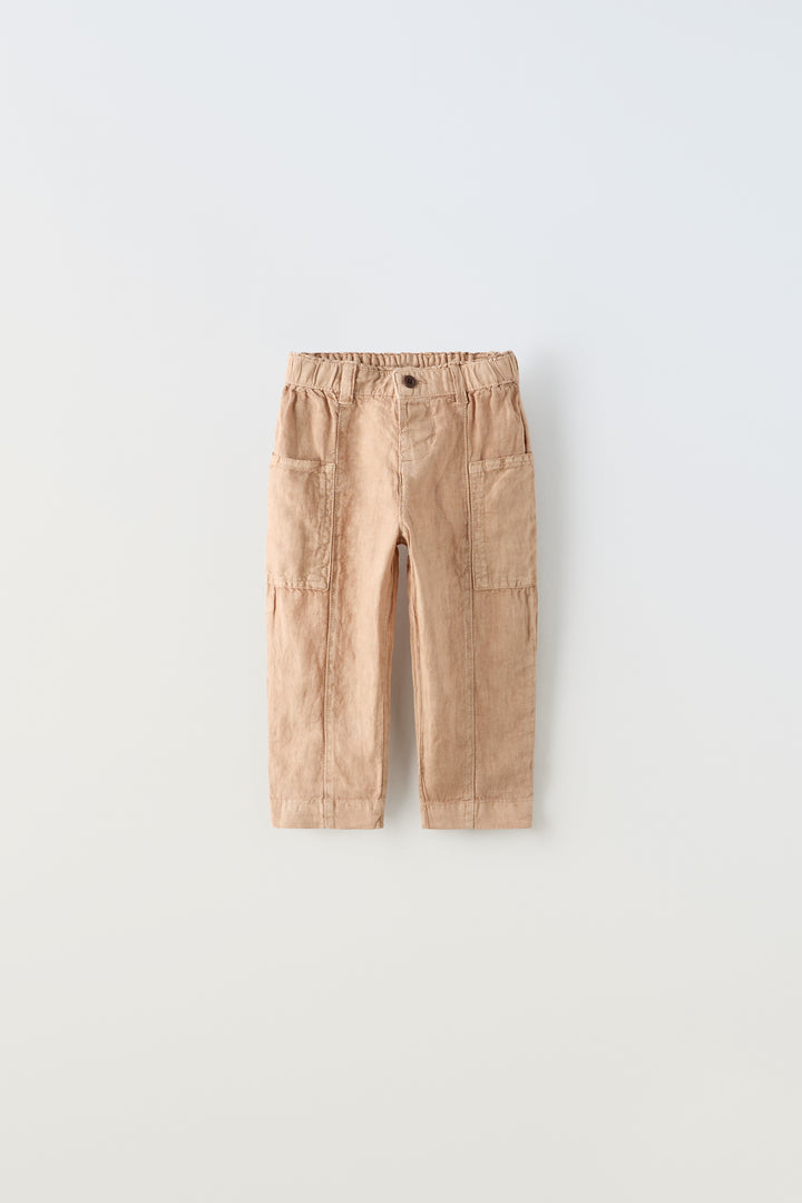 Pantalon enfant 100% lin lavé à poches