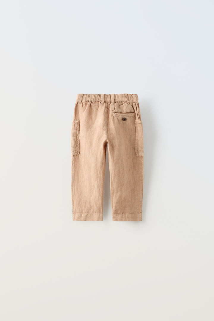 Pantalon enfant 100% lin lavé à poches