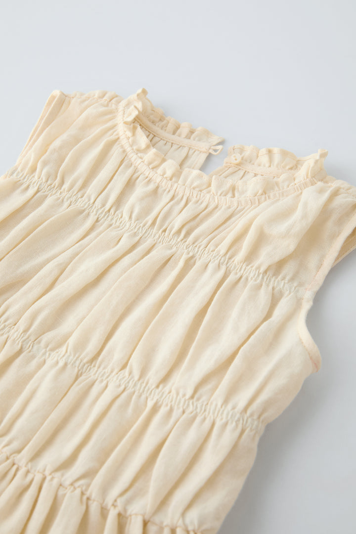 Robe fille en lin avec élastiques (Collection Ramadan)