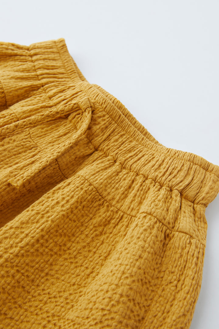 Bermuda fluide ocre structuré enfant