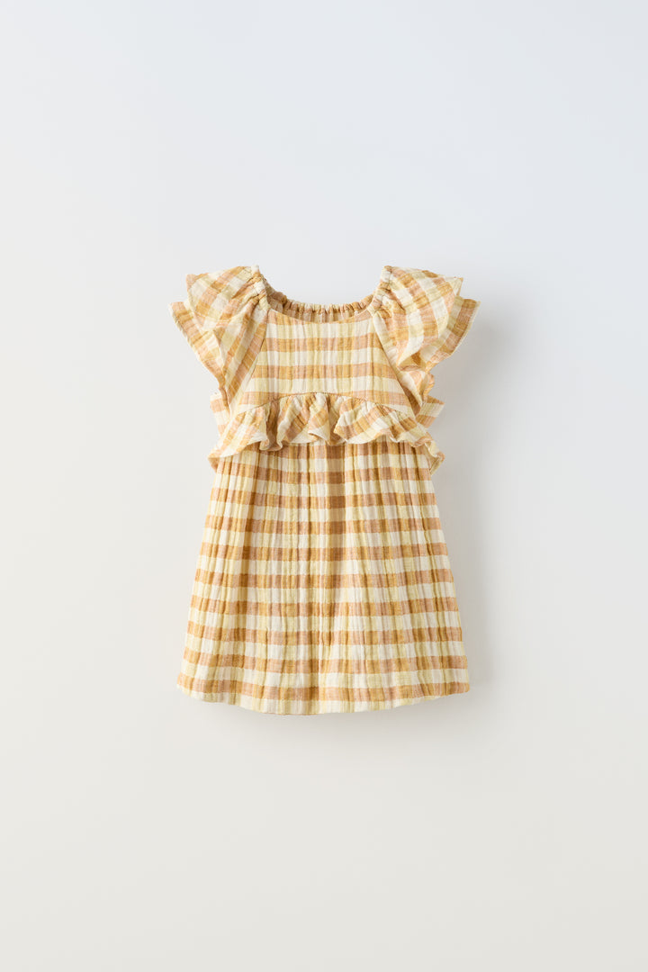 Robe enfant à carreaux jaunes (Collection Tournesols)