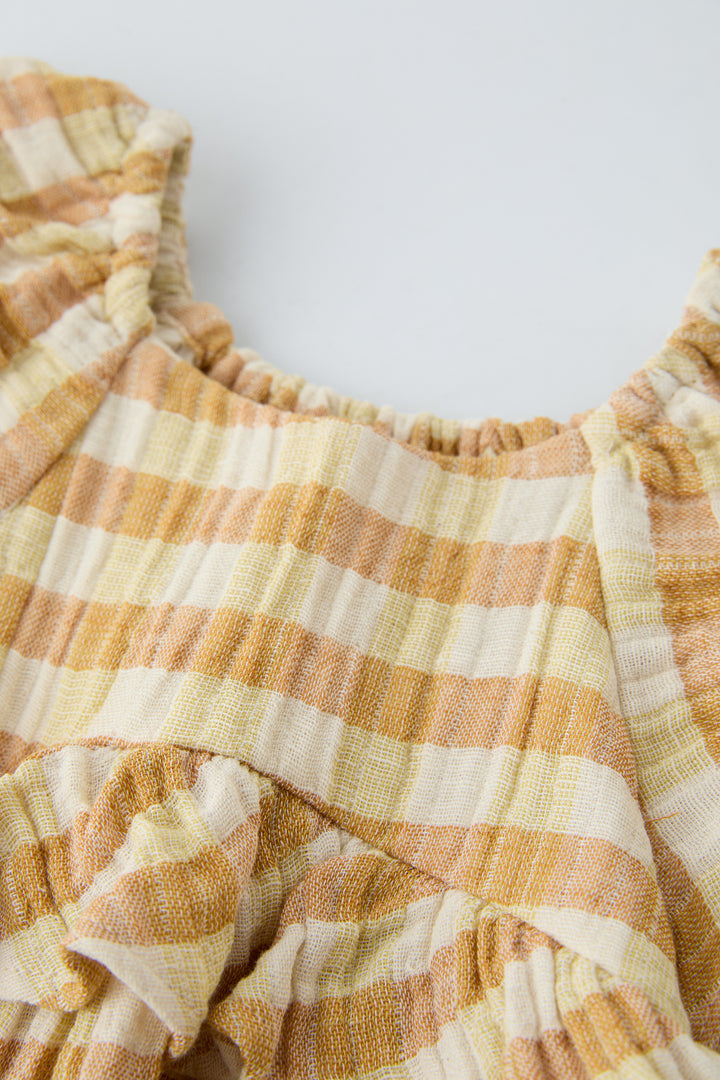 Robe enfant à carreaux jaunes (Collection Tournesols)