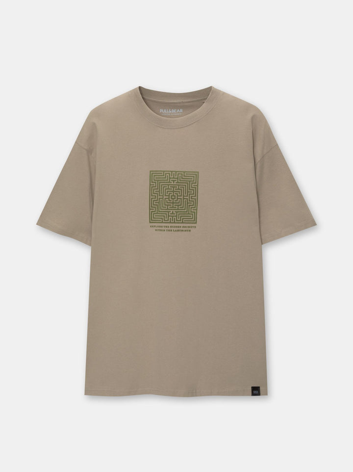Moudda PULL & BEAR - T-Shirt Demi-Manches Urban Camo Kaki - Tunisie 3