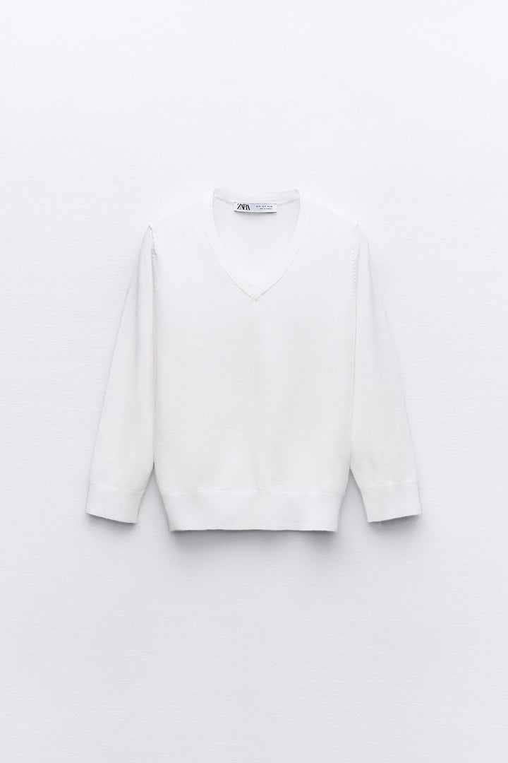 Pull Col V Manche au Coude