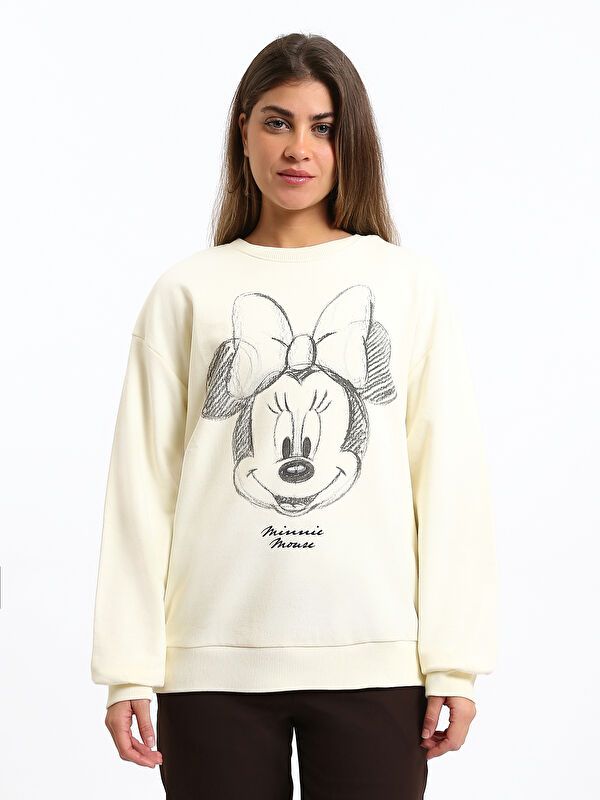 Moudda LC Waikiki - Sweatshirt en jersey - Sous licence couleur Écru pour femmes - Tunisie 1
