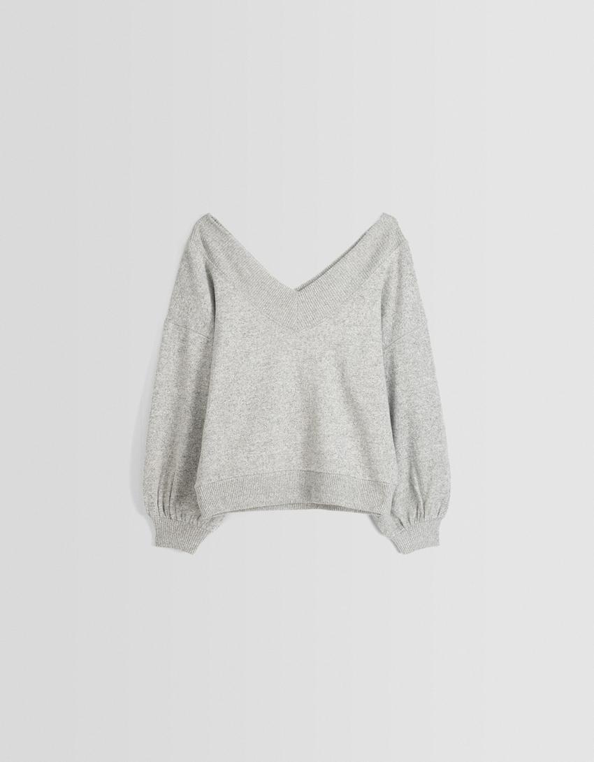 Pull manches longues col V