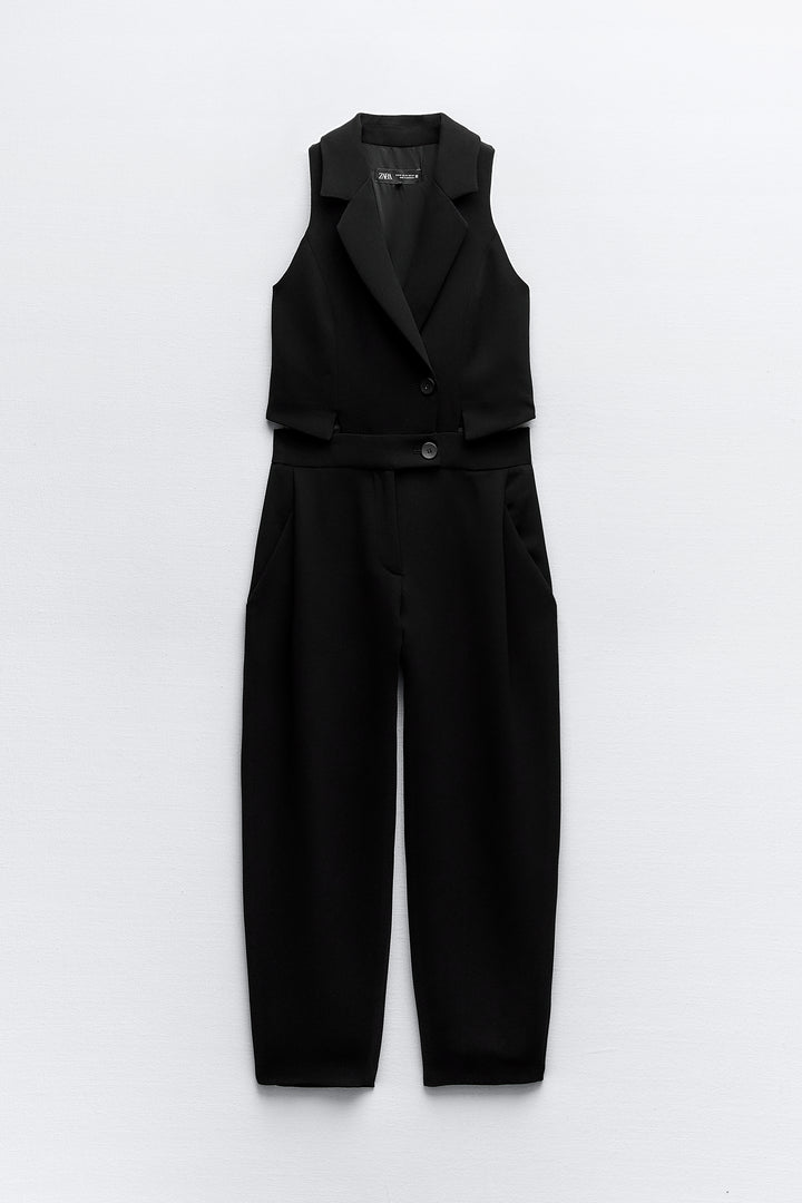 Combinaison gilet crêpe pantalon pinces