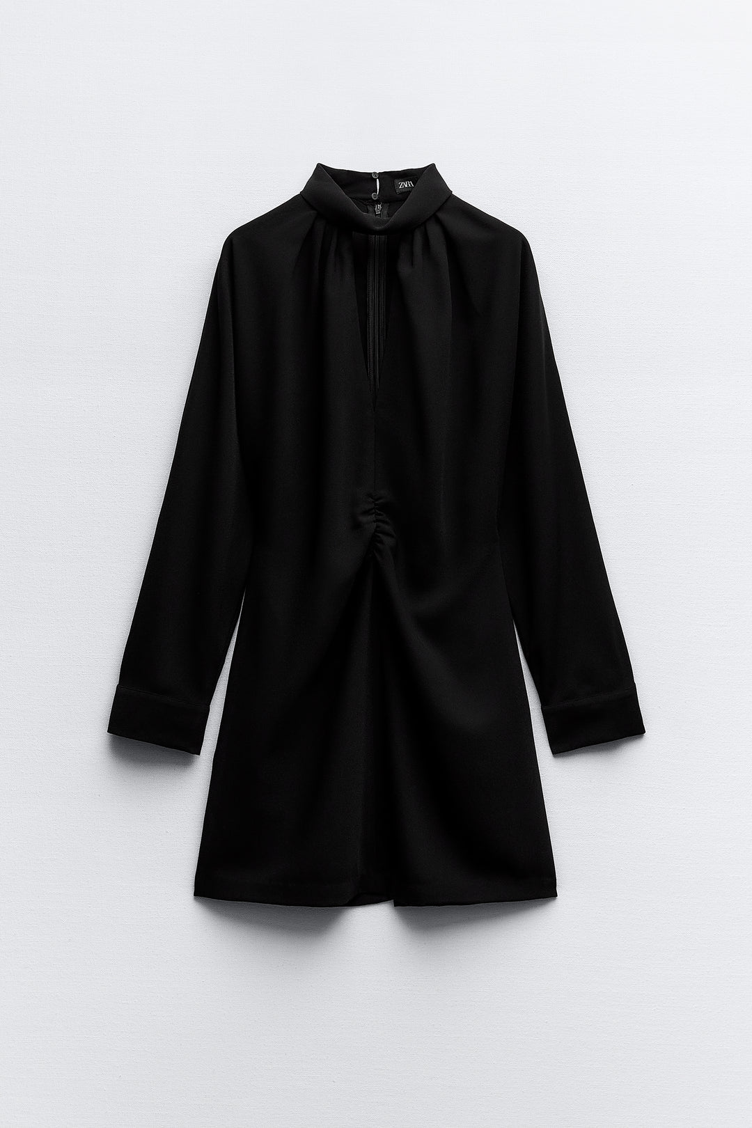 Robe mini crêpe manches longues col V