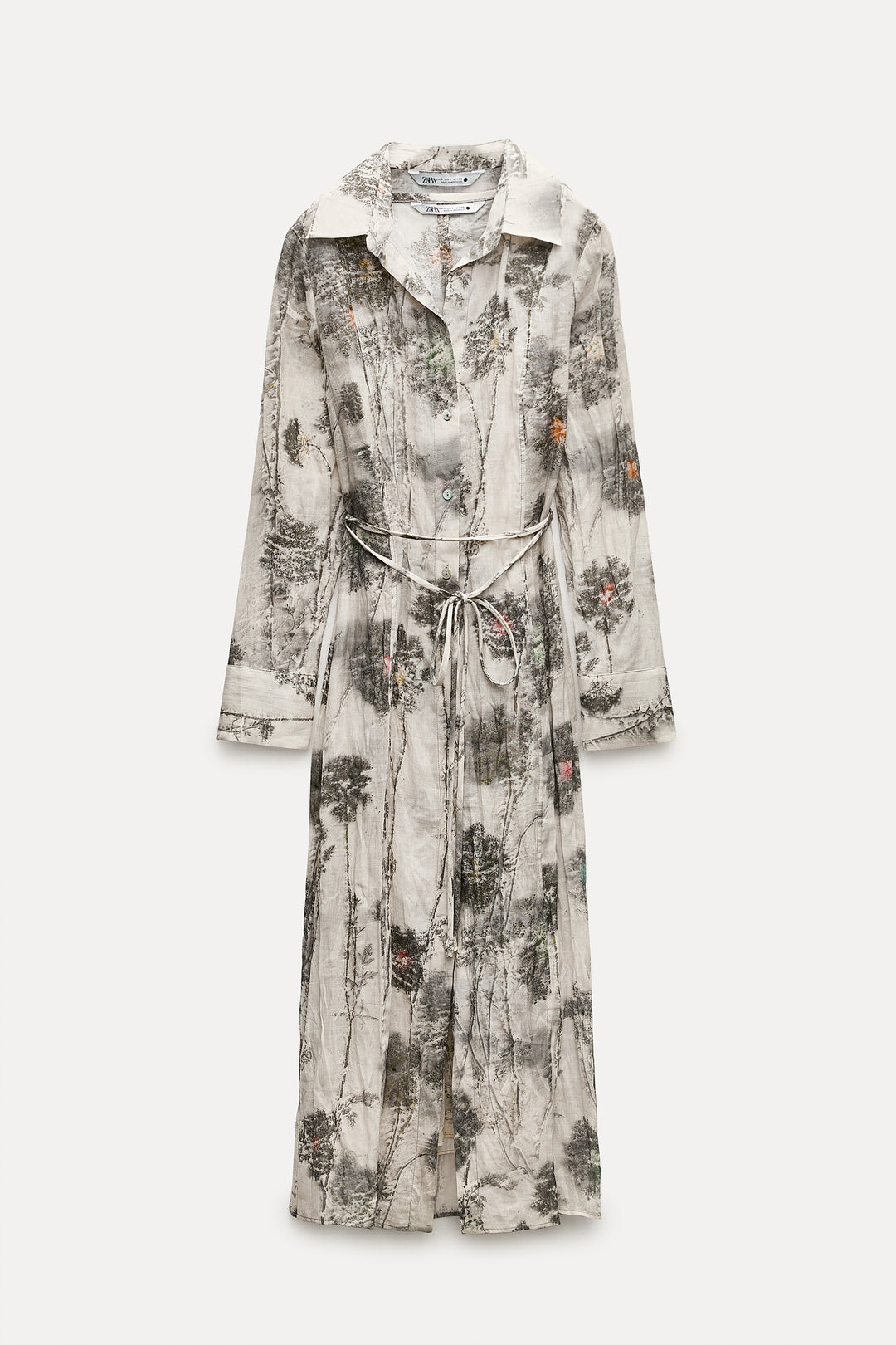 Robe chemise imprimée en ramie avec doublure