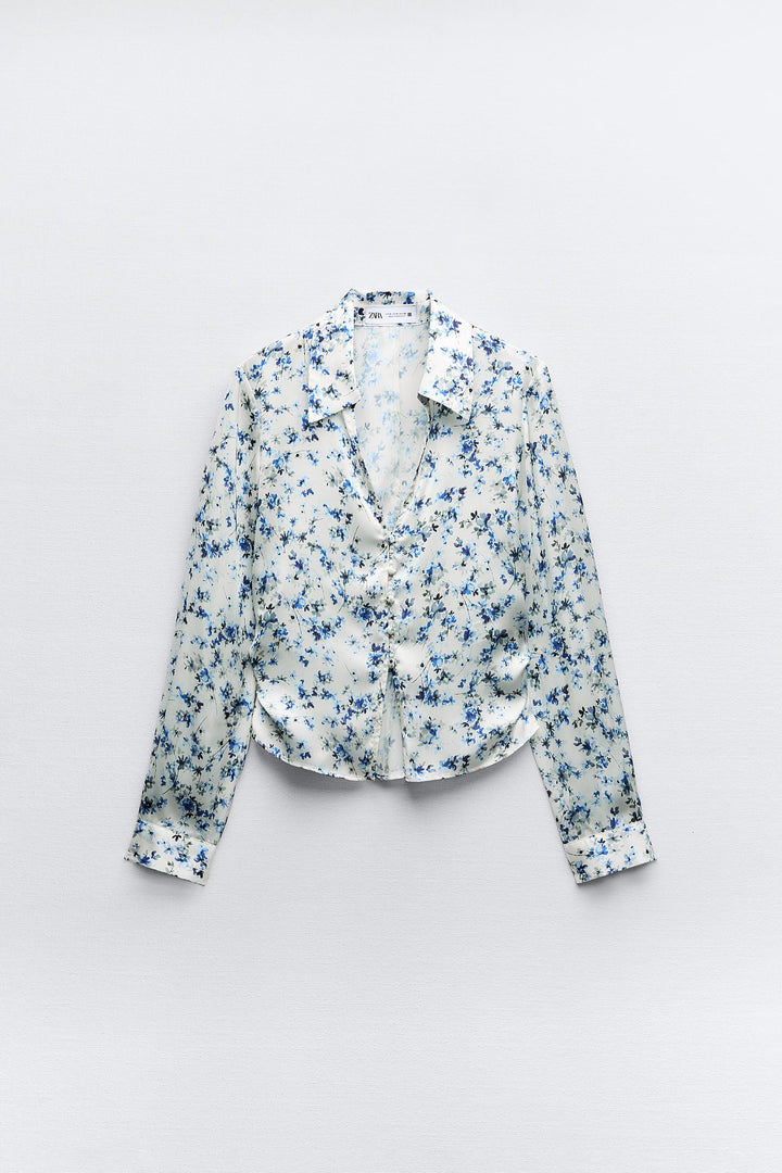 Chemise Cintrée Satinée Imprimé Floral