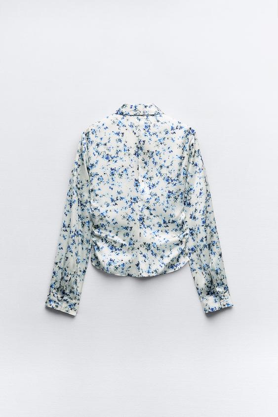 Chemise Cintrée Satinée Imprimé Floral