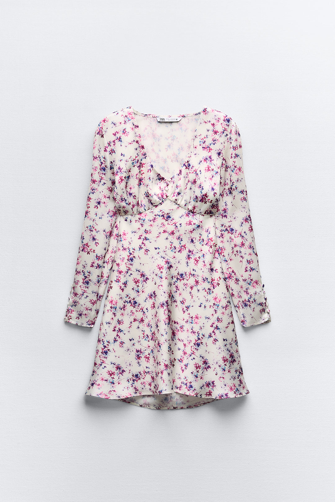 Robe mini satin imprimé col rond
