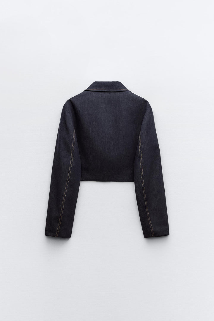 Blazer indigo avec surpiqûres