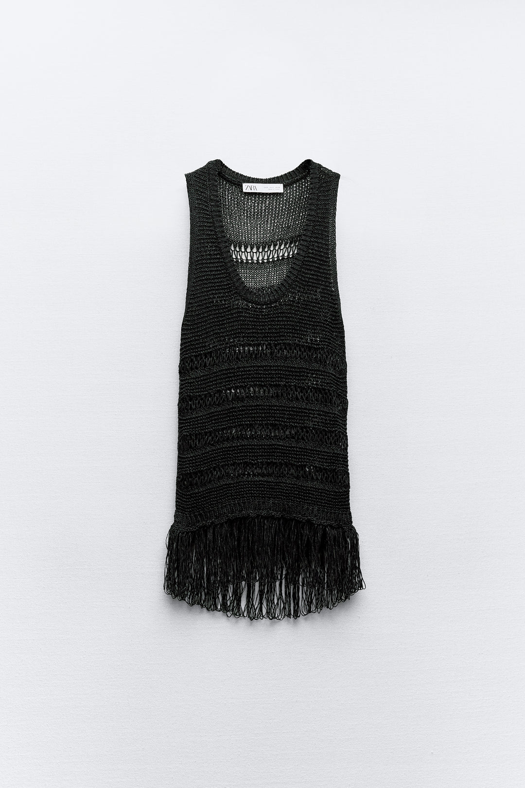 Top avec emmanchure sarrasin franges ruban ciré