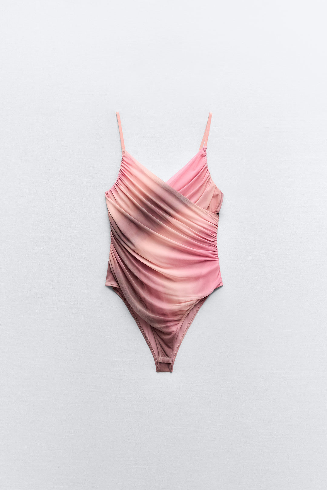 Body mesh imprimé bretelles col V drapé