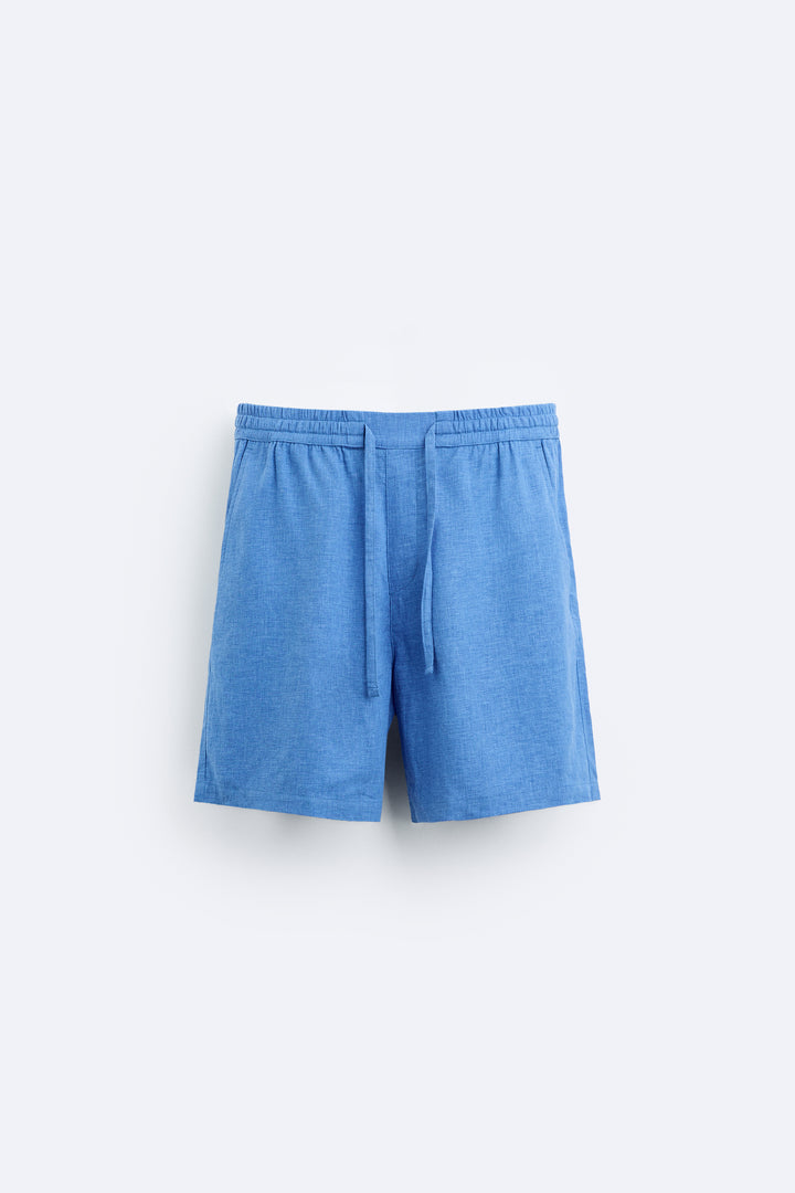 Bermuda en lin et viscose ensemble bleu marine (sable lin)