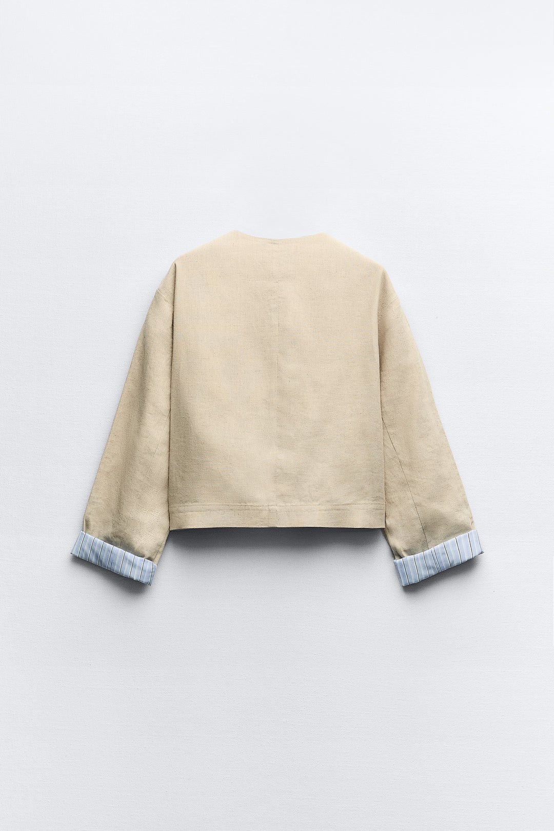 Blazer col rond lin poche plaquée (Ensemble)