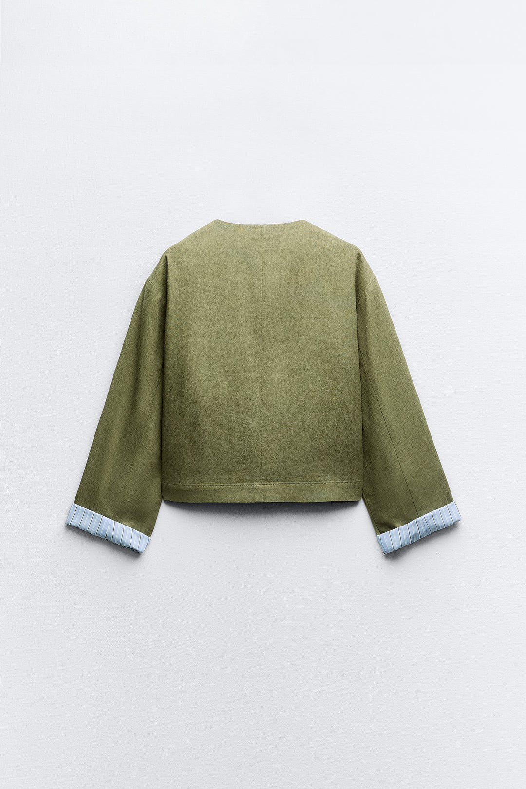 Blazer col rond lin poche plaquée (Ensemble)