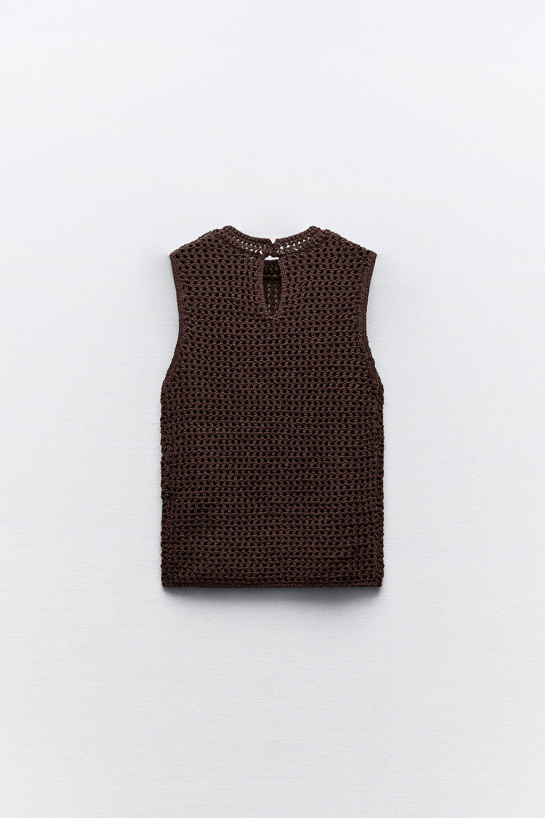 Top avec emmanchure sarrasin en tricot ouvert coton lin