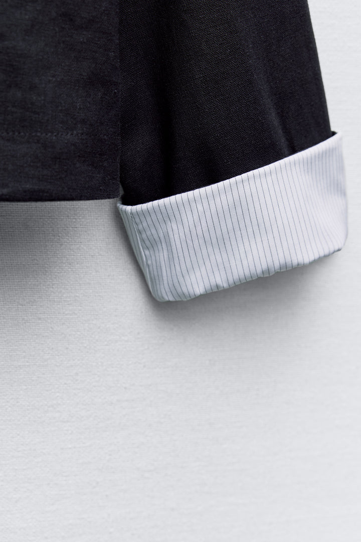Veste courte lin boutons détail doublure