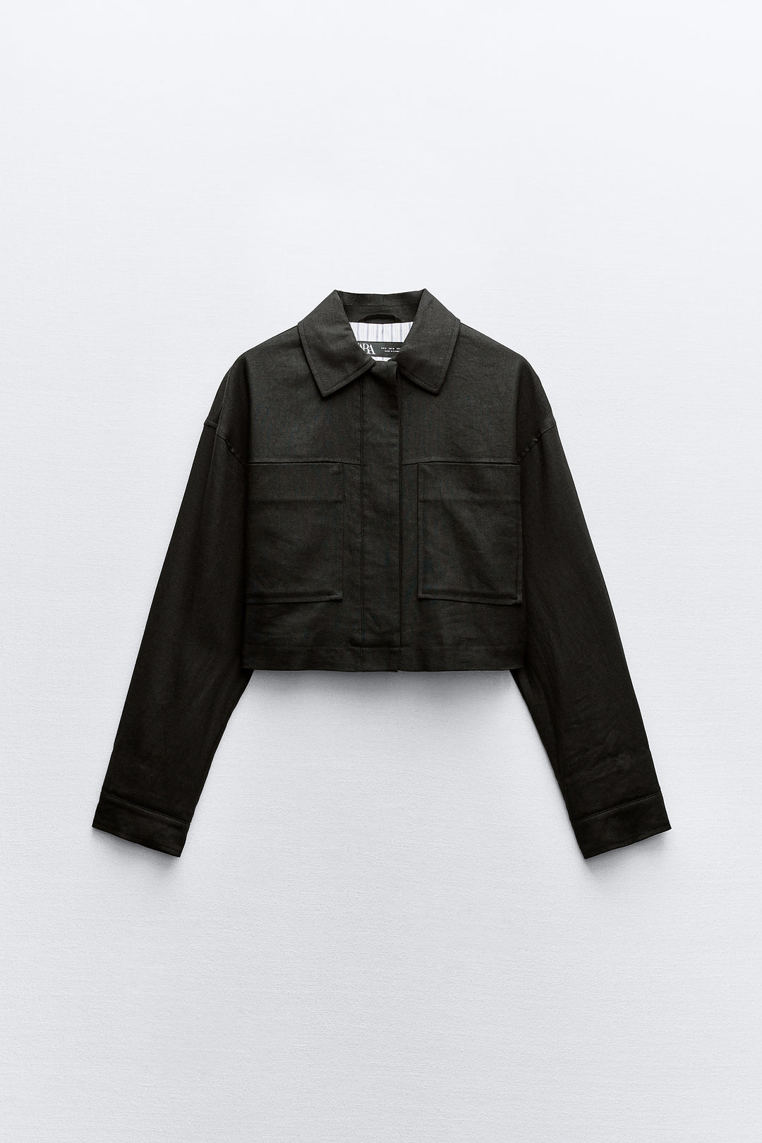 Veste courte lin col chemise
