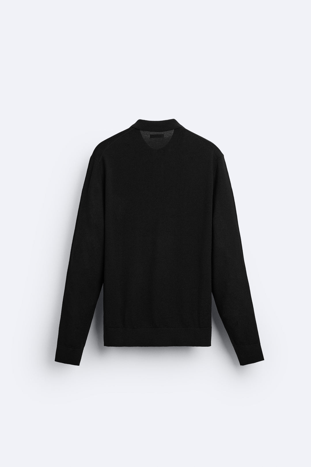 Polo maille lisse habillé manches longues en mérinos