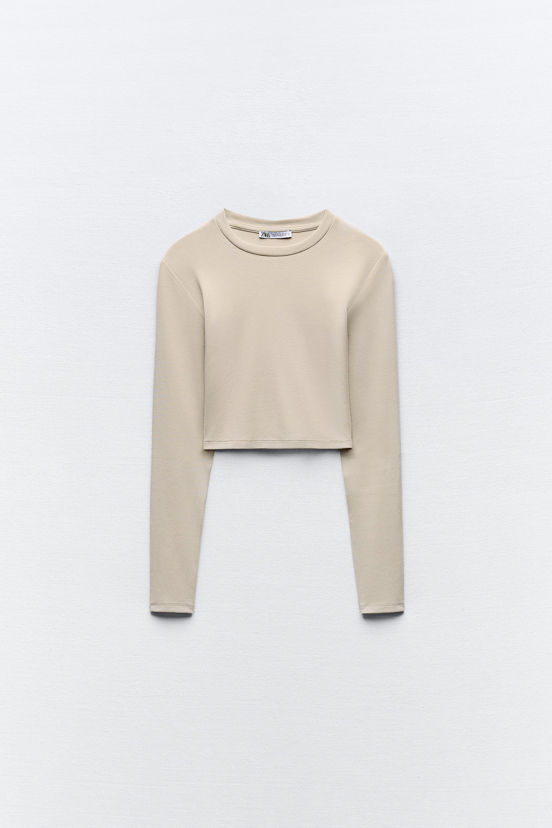 T-shirt manches longues col rond court modal