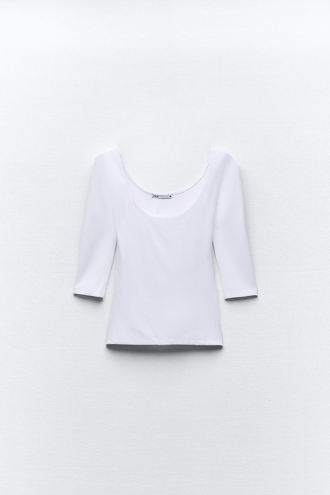 T-shirt col rond échancré manches longues polyamide