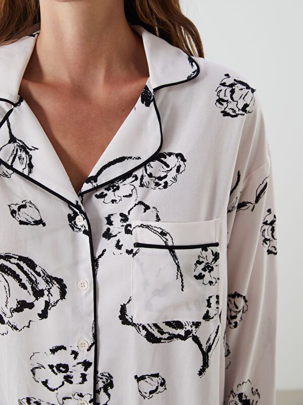 Moudda LC Waikiki - Pyjama tissé manches longues Femme Beige clair - Tunisie 3