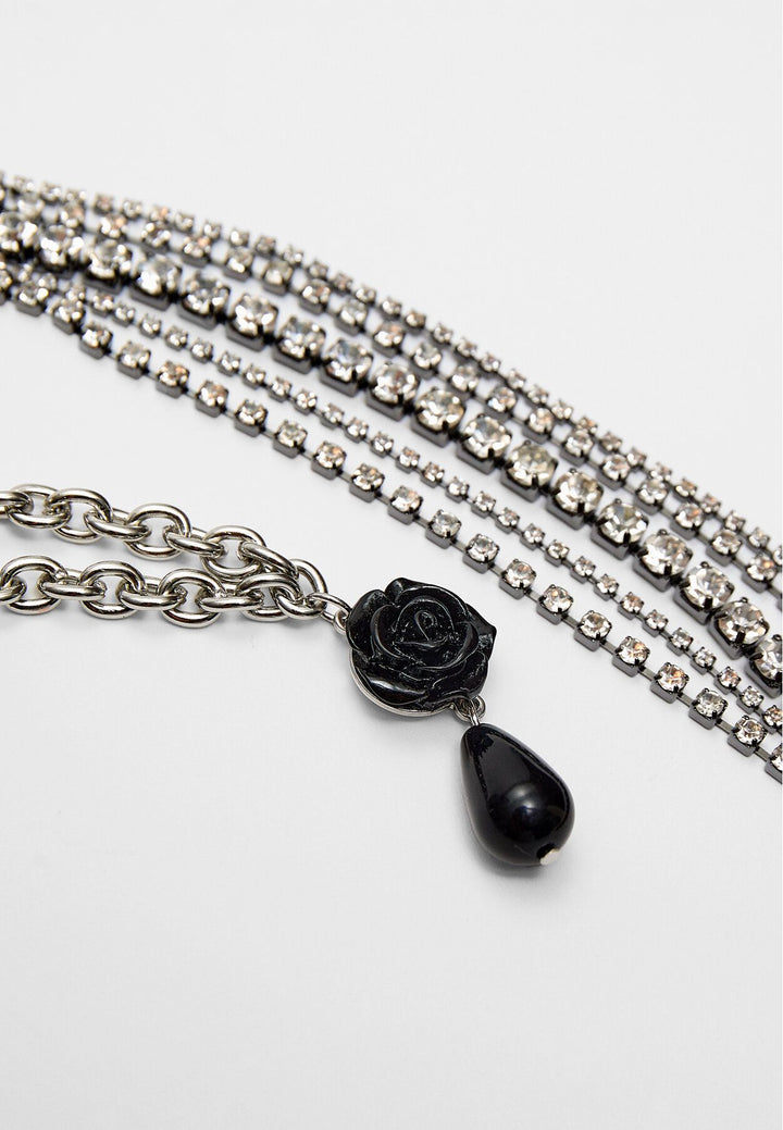 Moudda STRADIVARIUS - Lot de 2 Colliers Full Strass et Charm Fleur - Tunisie 4
