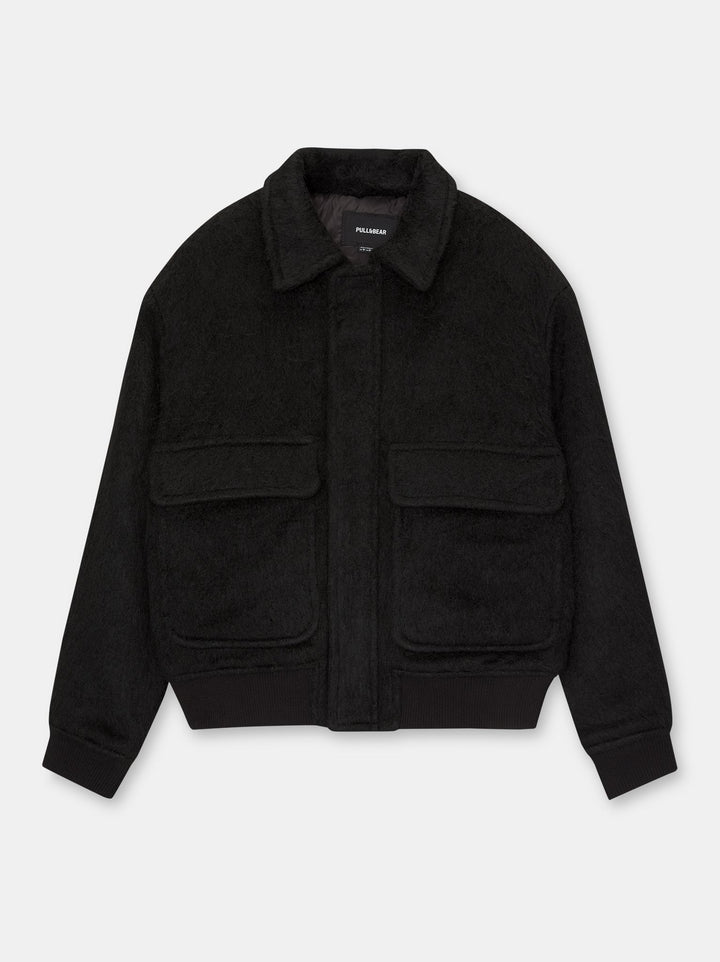 Moudda PULL & BEAR - Veste Tissu Poil Col Camisero Matelassée - Tunisie 1