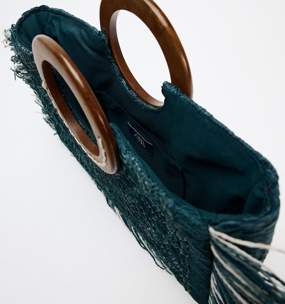 Moudda ZARA - Sac shopper horizontal raphia anse bois - Tunisie 2