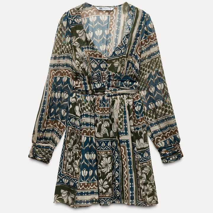 Moudda ZARA - Robe courte imprimée patchwork lurex - Tunisie 1