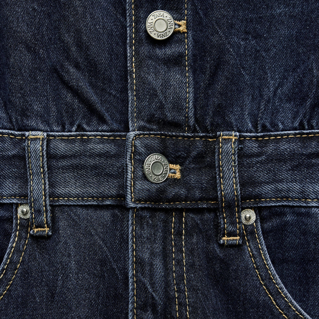 Moudda ZARA - Combinaison jean longue taille haute jambe large manches longues - Tunisie 4