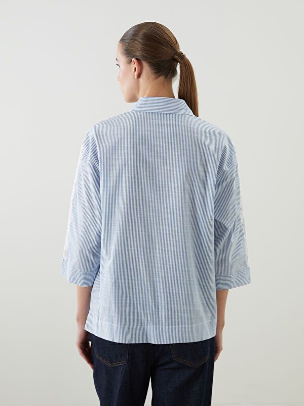 Moudda LC Waikiki - Chemise tissée manches longues Femme Imprimé en blanc - Tunisie 4