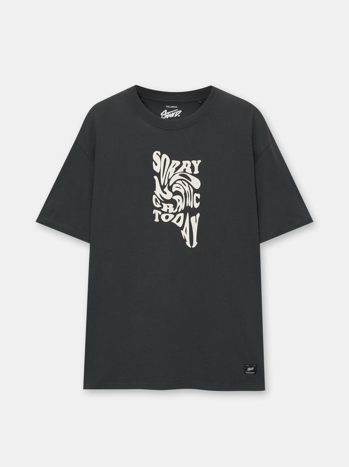Moudda PULL & BEAR - T-Shirt Demi-Manches Text To Text Gris avec Imprimé - Tunisie 4