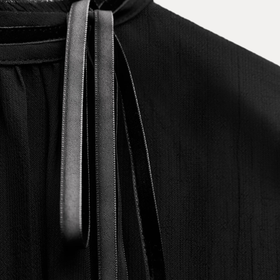 Moudda ZARA - Blouse noir et blanc multiposition combinée velours - Tunisie 6