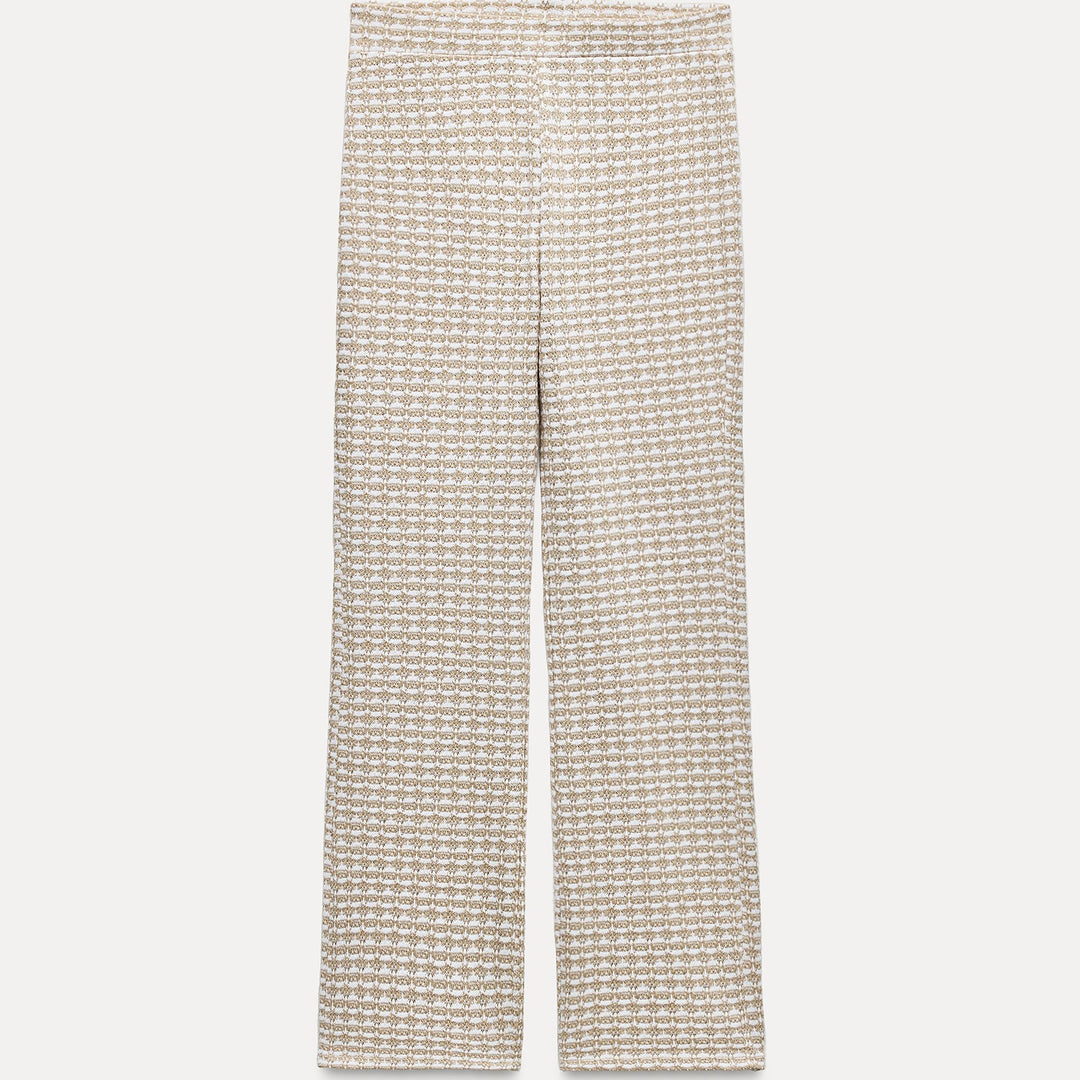 Moudda ZARA - Pantalon 7/8 jacquard structuré, coloris crème - Tunisie 2