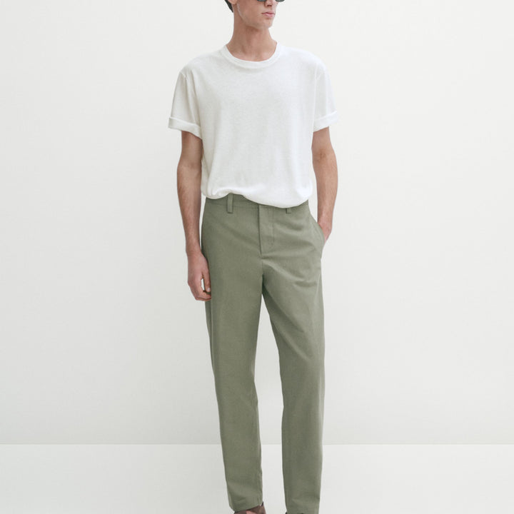 Moudda Massimo Dutti - Pantalon coton/lin détail poche coupe slim - Tunisie 8