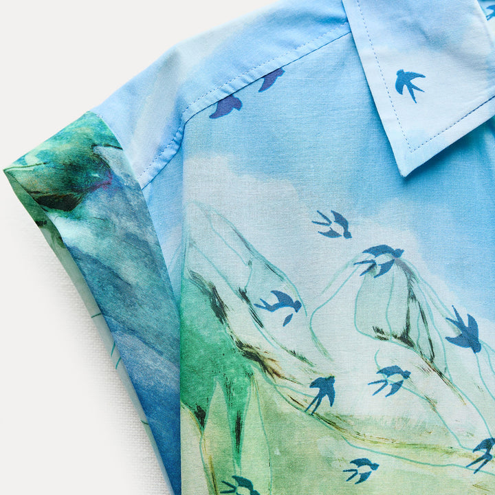 Moudda ZARA - Robe chemise manches courtes imprimé paysage - Tunisie 3