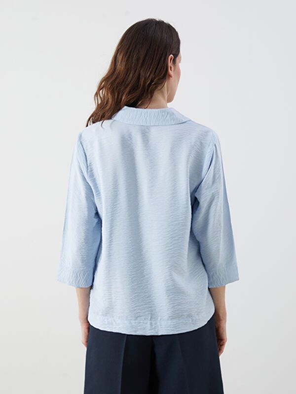 Moudda LC Waikiki - Blouse tissée manches longues Femme Bleu - Tunisie 4
