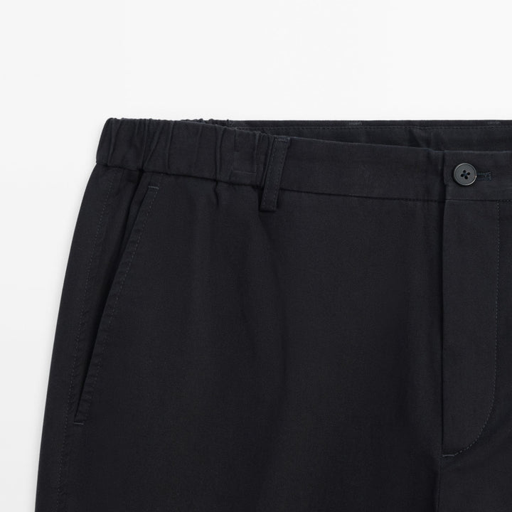 Moudda Massimo Dutti - Pantalon sergé brossé détail taille coupe fuselée - Tunisie 4