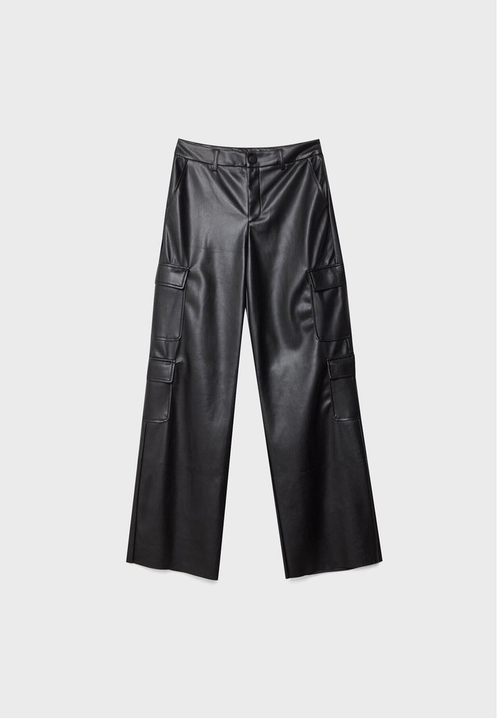 Moudda STRADIVARIUS - Pantalon Cargo en Simili Cuir Multi-Poches - Tunisie 2