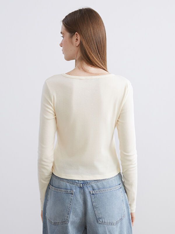 Moudda LC Waikiki - Body en jersey manches longues Femme Beige clair - Tunisie 4