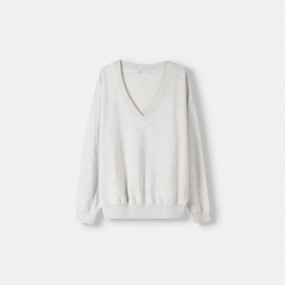 Moudda BERSHKA - Pull Oversize Col V en Maille Coupée - Tunisie 2