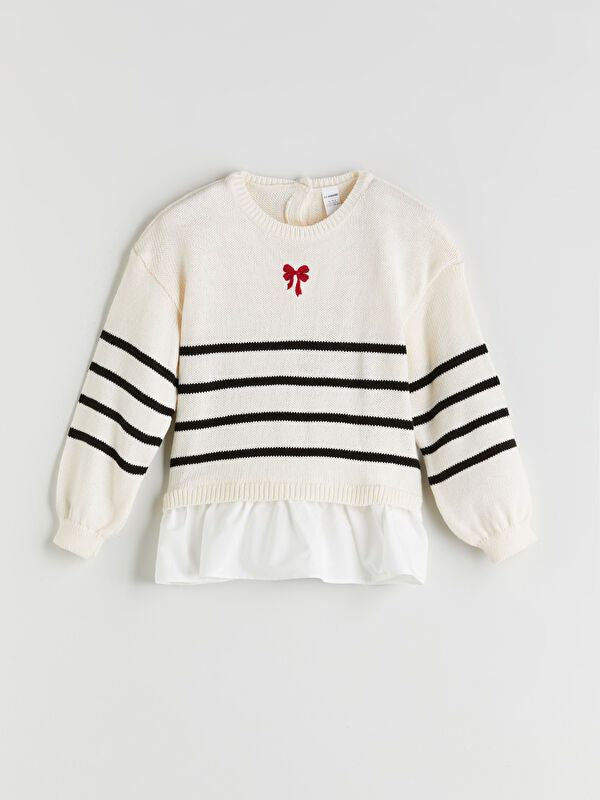 Moudda LC Waikiki - Pull en tricot Fille Ecru rayé - Tunisie 1