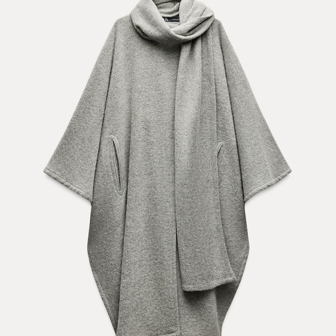 Moudda ZARA - Manteau cape oversized alpaga avec écharpe - Wardrobe - Tunisie 2