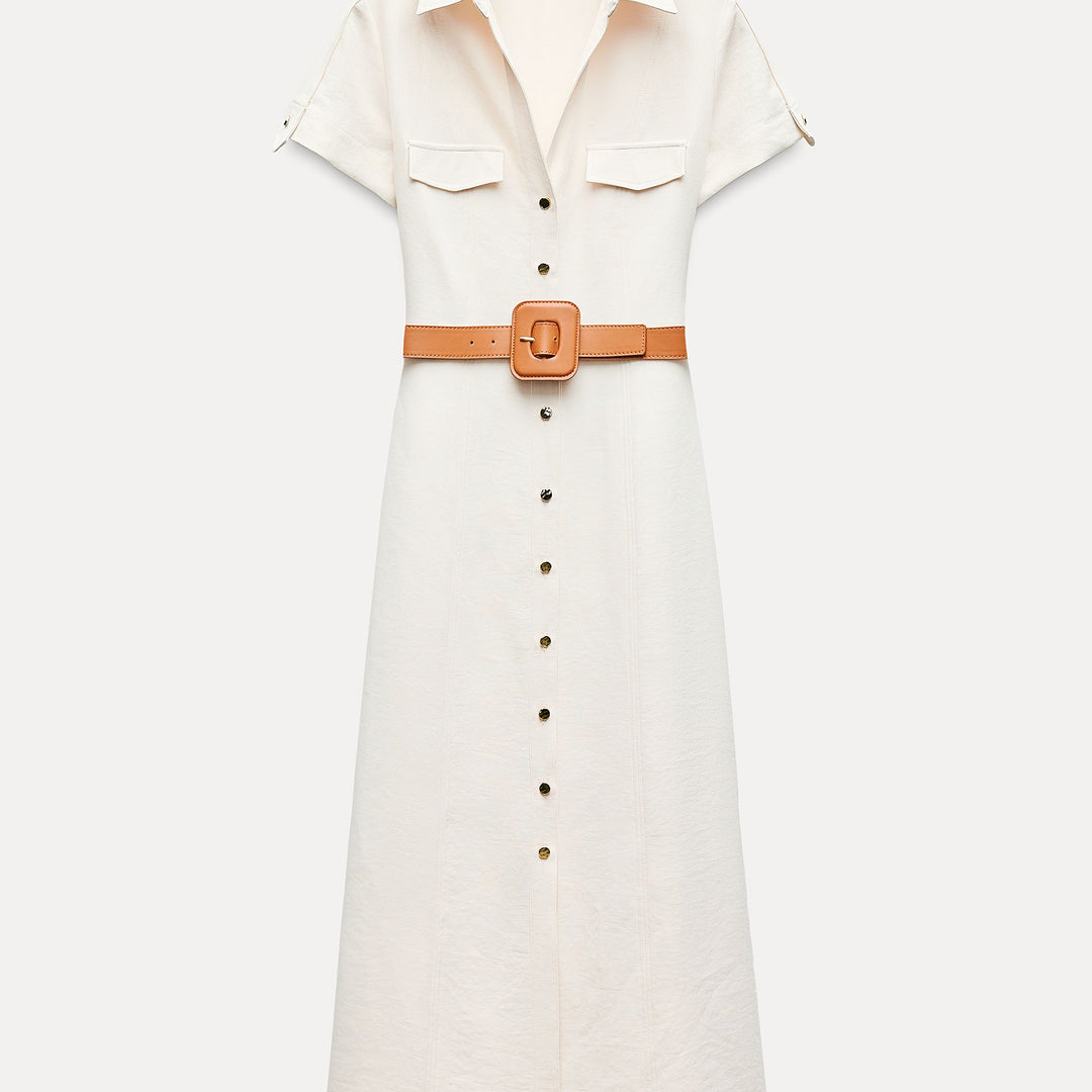 Moudda ZARA - Robe boutonnée à ceinture en Similicuir - Tunisie 2