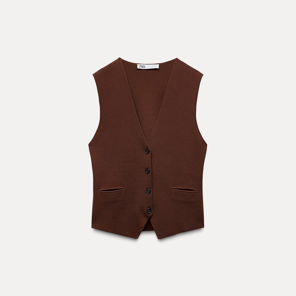 Moudda ZARA - Gilet tailleur col en V boutons et poches - Tunisie 2